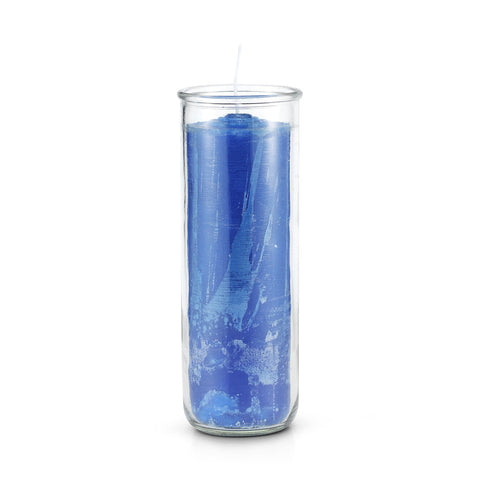 7 Day Pullout Glass Candle Blue